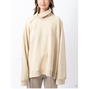 CLOSED Zip Collar Oversized Cotton Pullover Sweatshirt in Shetland Small